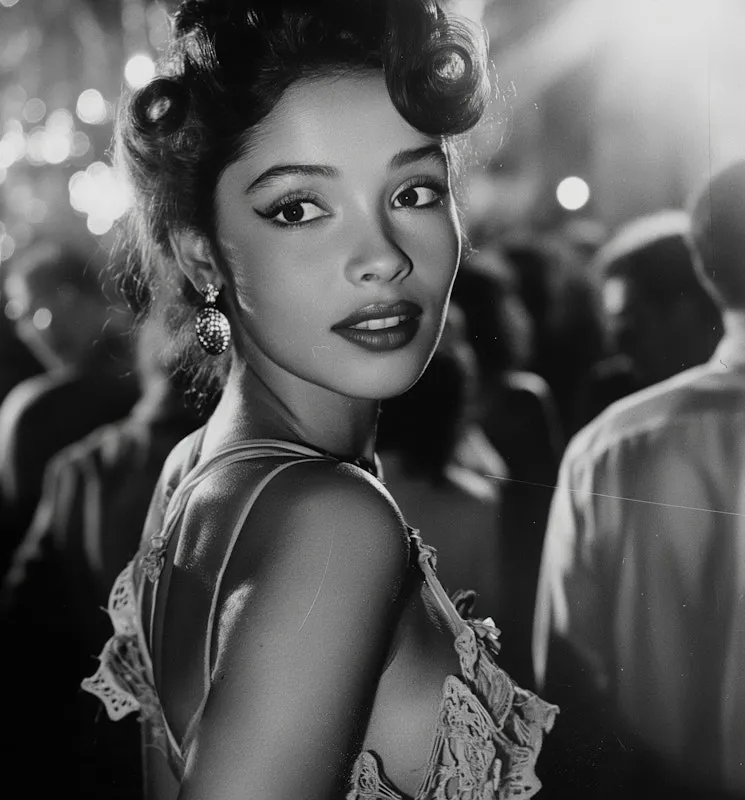 Black and white portrait at a glamorous event