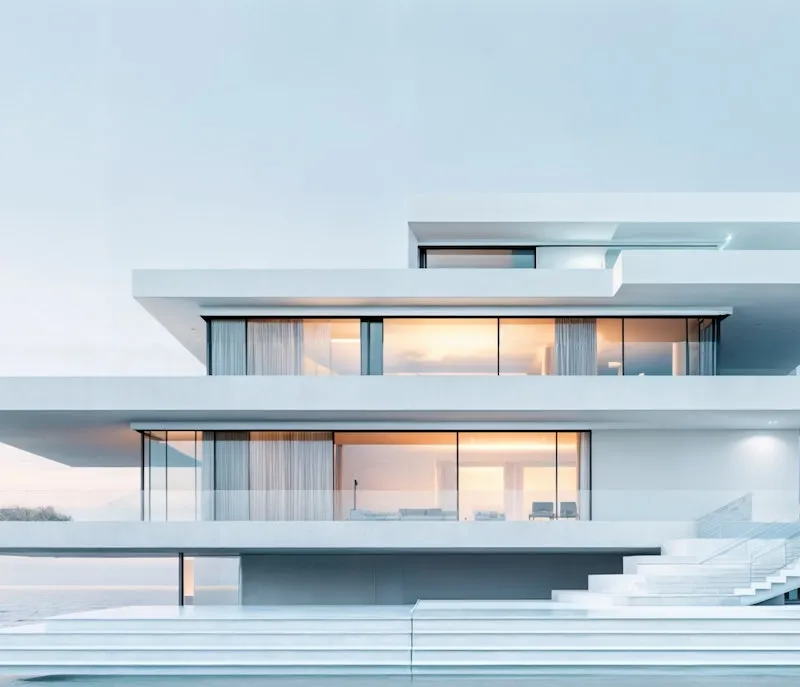 Geometric white villa by the sea